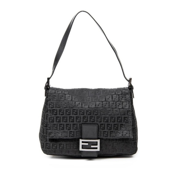 Fendi Handbags - Fendi Authentic Black Canvas Baguette Mamma Bag